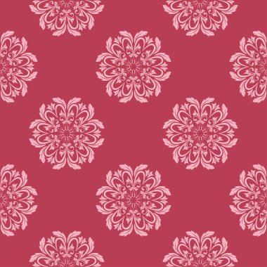 Kırmızı çiçek süsleme. Tekstil ve duvar kağıtları için seamless modeli