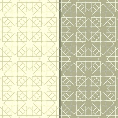 Web, Tekstil ve duvar kağıtları için dikişsiz desen zeytin yeşili geometrik ayarla