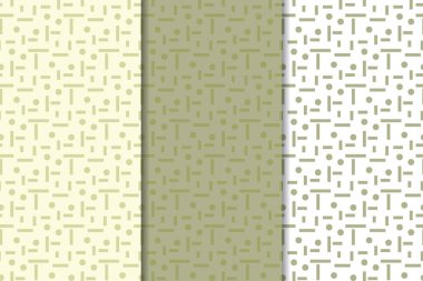 Geometrik süsler kümesi. Zeytin yeşili ve beyaz Dikişsiz desen web, Tekstil ve duvar kağıtları için