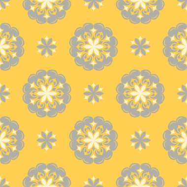 Çiçek arka plan. Sarı gri ve beyaz Dikişsiz desen duvar kağıtları, Tekstil ve kumaş için