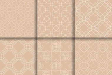 Kesintisiz geometrik desenler. Tekstil, kumaş veya duvar kağıtları koleksiyonu arka planları