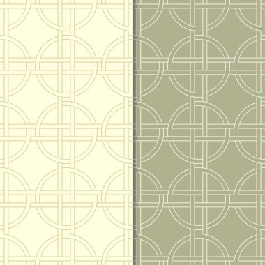 Zeytin yeşili geometrik süsler. Web, Tekstil ve duvar kağıtları için dikişsiz desen seti