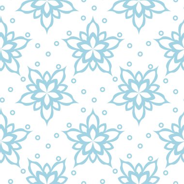 Hafif mavi ve beyaz çiçek süsleme. Tekstil ve duvar kağıtları için seamless modeli