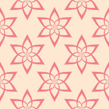 Bej renkli arka plan üzerinde kırmızı çiçek tasarım. Tekstil ve duvar kağıtları için seamless modeli