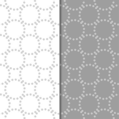 Gri ve beyaz geometrik süsler. Web, Tekstil ve duvar kağıtları için dikişsiz desen seti