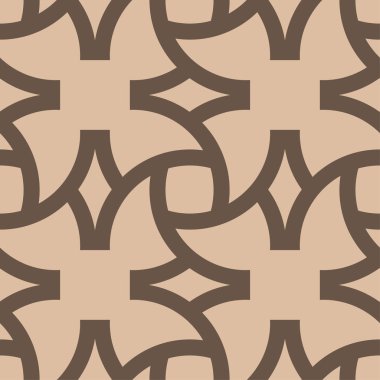 Bej ve kahverengi geometrik süsleme. Web, Tekstil ve duvar kağıtları için seamless modeli