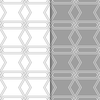 Geometrik süsler kümesi. Gri ve beyaz Dikişsiz desen web, Tekstil ve duvar kağıtları için