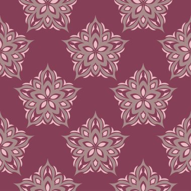 Çiçek seamless modeli. Mor kırmızı arka plan duvar kağıtları, Tekstil ve kumaş çiçek tasarım öğeleri ile