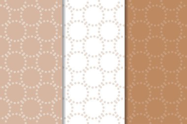 Kahverengi ve beyaz geometrik süsler. Web, Tekstil ve duvar kağıtları için dikişsiz desen seti