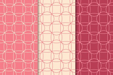 Geometrik süsler kümesi. Web, Tekstil ve duvar kağıtları için kiraz kırmızı Dikişsiz desen