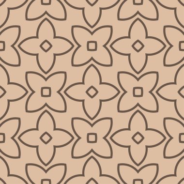 Bej ve kahverengi geometrik süsleme. Web, Tekstil ve duvar kağıtları için seamless modeli