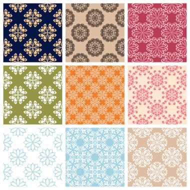 Renkli çiçek öğeleri kümesiyle. Çiçek seamless modeli. 