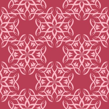 Kırmızı zemin üzerine çiçek süsleme. Tekstil ve duvar kağıtları için seamless modeli