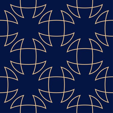 Altın mavi geometrik süsleme. Web, Tekstil ve duvar kağıtları için seamless modeli