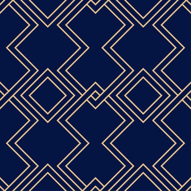 Altın mavi geometrik süsleme. Web, Tekstil ve duvar kağıtları için seamless modeli