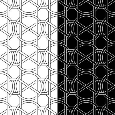 Siyah ve beyaz geometrik süsler. Web, Tekstil ve duvar kağıtları için dikişsiz desen seti