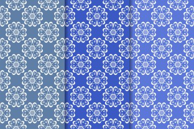 Çiçek desenleri kümesi. Mavi dikey Dikişsiz desen. Duvar kağıdı arka plan