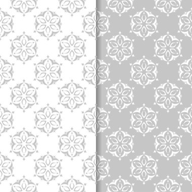 Çiçek gri ve beyaz seamless modeli. Çiçeğe öğeleri için duvar kağıdı arka plan.