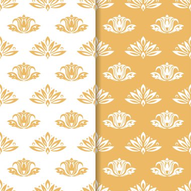 Turuncu ve beyaz seamless modeli ile çiçek arka plan. Duvar kağıtları ve tekstil tasarım