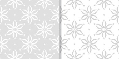 Işık gri çiçek arka planlar. Tekstil ve duvar kağıtları için dikişsiz desen seti