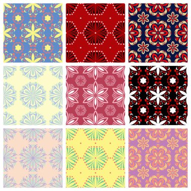 Renkli çiçek öğeleri kümesiyle. Çiçek seamless modeli. 