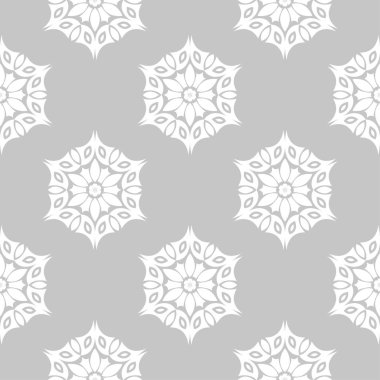 Gri ve beyaz çiçek süsleme. Tekstil ve duvar kağıtları için seamless modeli