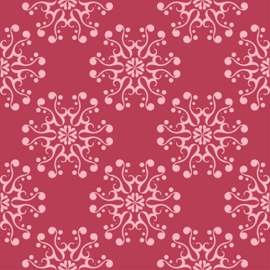 Kırmızı zemin üzerine çiçek süsleme. Tekstil ve duvar kağıtları için seamless modeli