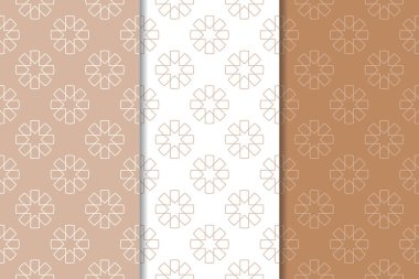 Web, Tekstil ve duvar kağıtları için geometrik Dikişsiz desen kahverengi ve beyaz set