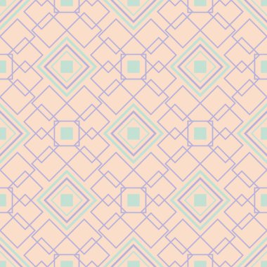 Geometrik çok renkli seamless modeli. Bej renkli arka plan duvar kağıtları, Tekstil ve kumaş için mor ve mavi tasarım öğeleri ile