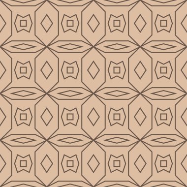 Bej ve kahverengi geometrik süsleme. Web, Tekstil ve duvar kağıtları için seamless modeli