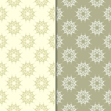 Zeytin yeşili çiçek arka planlar. Tekstil ve duvar kağıtları için dikişsiz desen seti