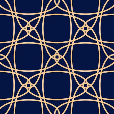 Altın mavi geometrik süsleme. Web, Tekstil ve duvar kağıtları için seamless modeli