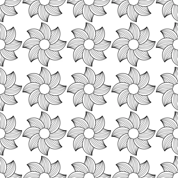 Beyaz arka planda siyah çiçek süsleme. Tekstil ve duvar kağıtları için seamless modeli