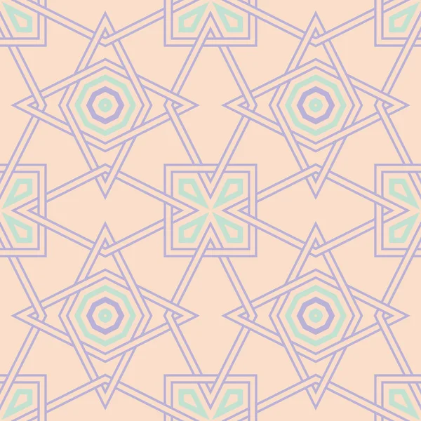 Geometric Multi Colored Seamless Pattern Beige Background Violet Blue Design — Stock Vector