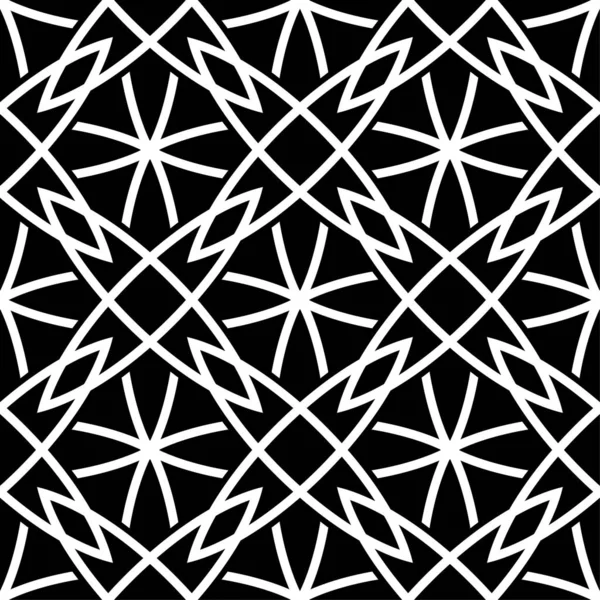 Czarno Białe Ornament Geometryczny Wzór Dla Sieci Web Tkaniny Tapety — Wektor stockowy
