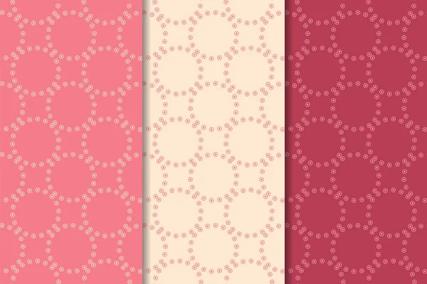 Kiraz kırmızısı geometrik süsler. Web, Tekstil ve duvar kağıtları için dikey Dikişsiz desen seti