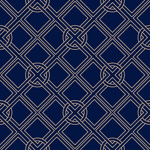 Mavi zemin üzerine altın geometrik süsleme. Web, Tekstil ve duvar kağıtları için seamless modeli