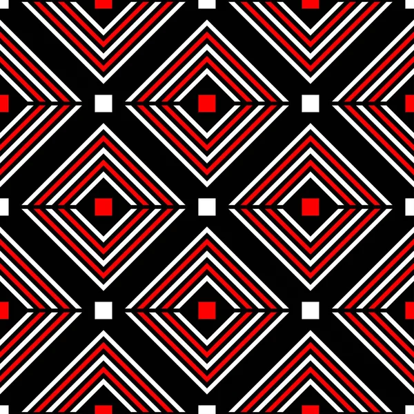 Геометричний Безшовний Візерунок Чорно Червоний Білий Фон Шпалер Текстилю Тканин — стоковий вектор