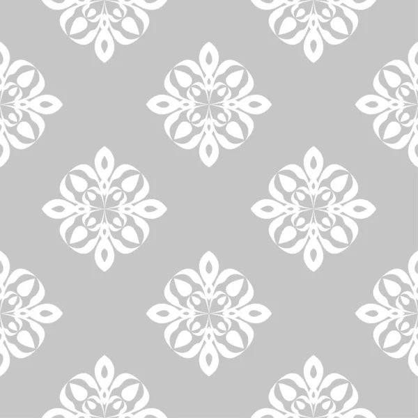 Adorno Floral Blanco Sobre Fondo Gris Patrón Sin Costuras Para — Vector de stock