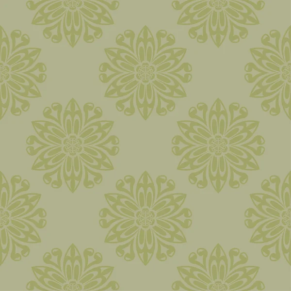 Olive Green Floral Ornamental Design Seamless Pattern Textile Wallpapers — Stock Vector