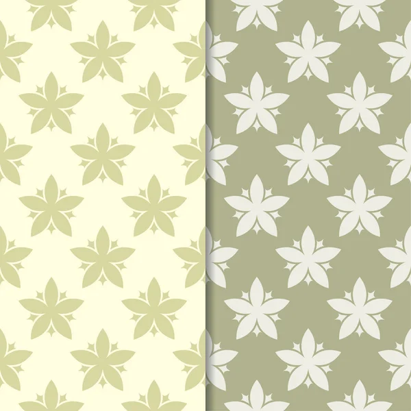 Zeytin yeşili çiçek arka planlar. Tekstil ve duvar kağıtları için dikişsiz desen seti