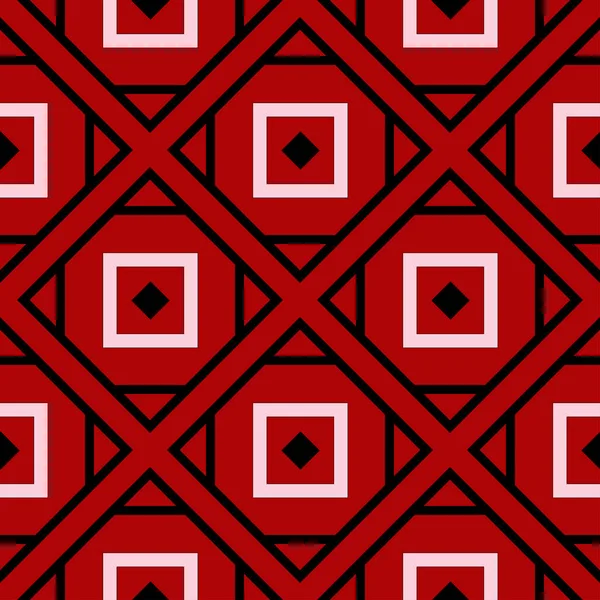 Geometriska Sömlösa Mönster Svart Röd Vit Bakgrund För Tapeter Textil — Stock vektor