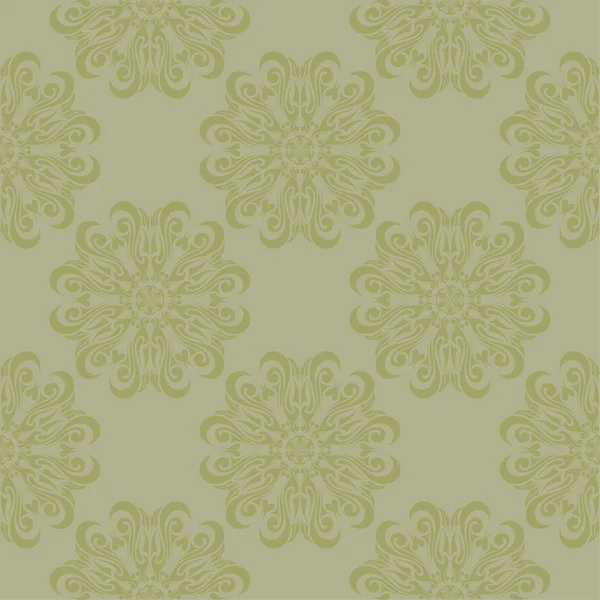 Olive Green Floral Ornamental Design Seamless Pattern Textile Wallpapers — Stock Vector