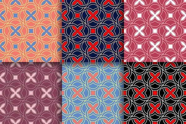 Kesintisiz geometrik desenler. Tekstil, kumaş veya duvar kağıtları için renkli arka planlar topluluğu