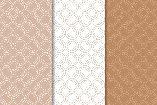 Kahverengi ve beyaz geometrik süsler. Web, Tekstil ve duvar kağıtları için dikişsiz desen seti