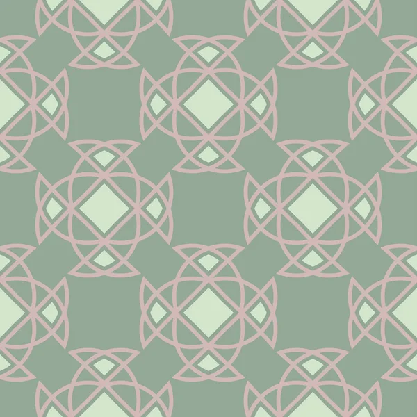 幾何学的な濃い緑色のシームレス背景 Wth ピンク要素 ファブリックと壁紙 — ストックベクタ