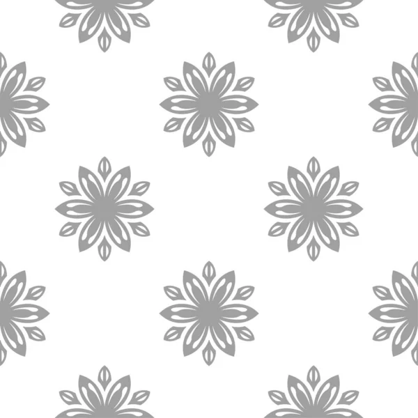 Ornement Floral Gris Clair Sur Fond Blanc Modèle Sans Couture — Image vectorielle