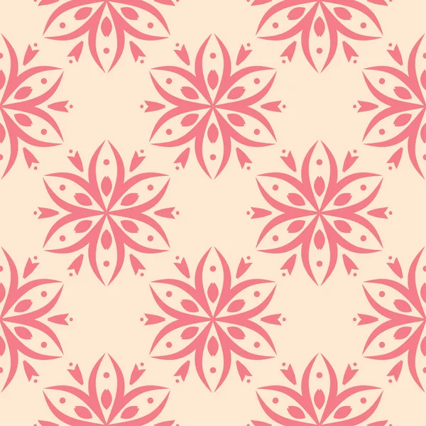 Bej renkli arka plan üzerinde kırmızı çiçekli süs. Tekstil ve duvar kağıtları için seamless modeli