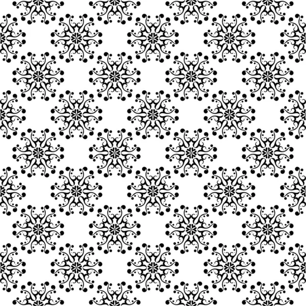 Zwarte Bloemen Ornament Witte Achtergrond Naadloze Patroon Voor Textiel Wallpapers — Stockvector