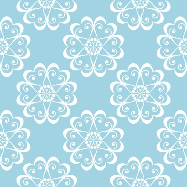 白色花卉图案的蓝色背景 纺织品和墙纸无缝图案 — 图库矢量图片